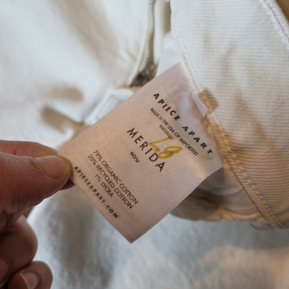 NWOT Apiece Apart Merida Cropped Straight-Leg Denim Jeans Size 24 Cream Cotton - Picture 7 of 14